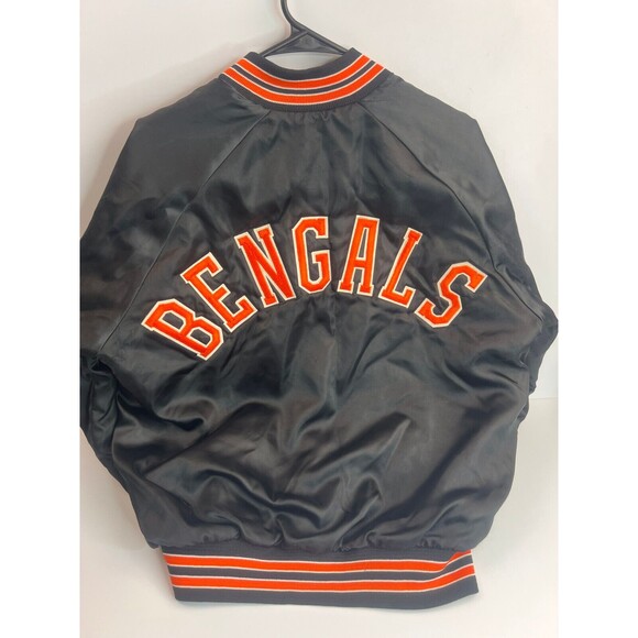 VTG Chalk Line Bomber Jacket Black Cincinnati Bengals Football-NFL Mens Large - Picture 3 of 16